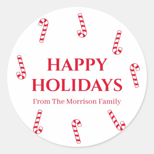 Happy Holidays, individuelles Namensgeschenk für A Runder Aufkleber (Vorderseite)
