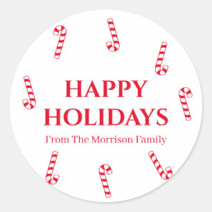 Happy Holidays, individuelles Namensgeschenk für A Runder Aufkleber