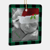 Happy Holidays Jahr Name Kariert Truck Rot Grün Keramikornament (Rechts)