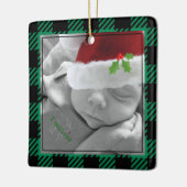 Happy Holidays Jahr Name Kariert Truck Rot Grün Keramikornament (Links)