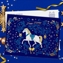 Happy Holidays Jingle Horse Foil Holiday Post Card Folien Feiertagspostkarte