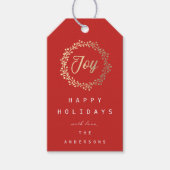 Happy Holidays Joy Champaigne Gold Red Geschenkanhänger (Vorderseite)