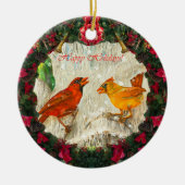 Happy Holidays Kardinal Vögel Keramik Ornament (Vorne)