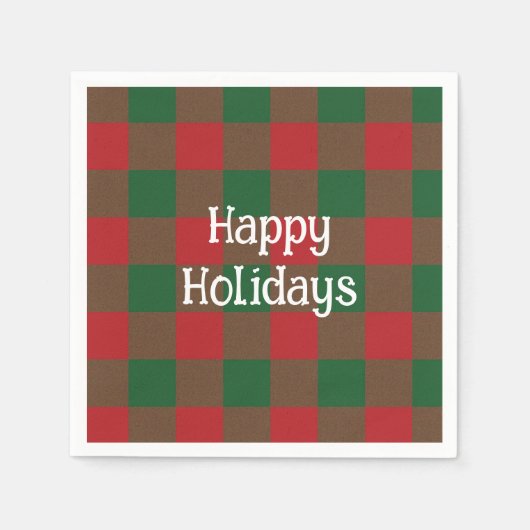 Happy Holidays Kariert Serviette (Vorderseite)