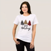 Happy Holidays Karierte Weihnachtsbaumen Tri-Blend Shirt (Vorderseite voll)
