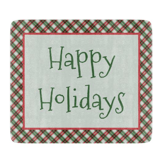 Happy Holidays Kariertes Land Schneidebrett (Vorderseite)