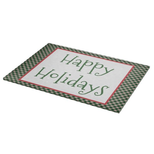 Happy Holidays Kariertes Muster Cutting Board Schneidebrett (Ecke)