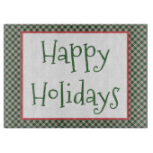 Happy Holidays Kariertes Muster Cutting Board Schneidebrett (Vorderseite)