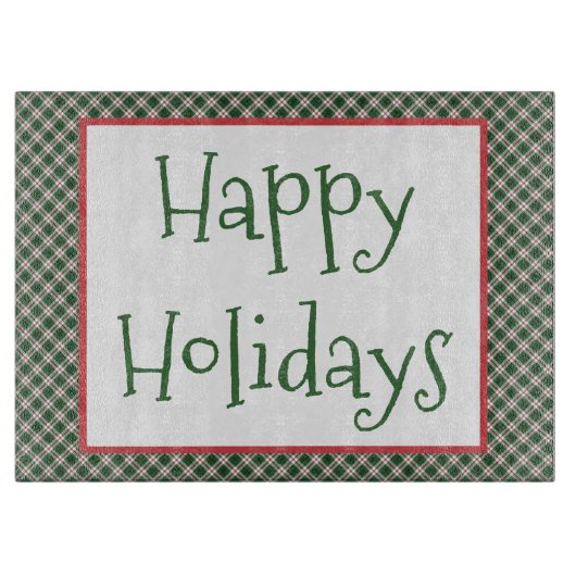 Happy Holidays Kariertes Muster Cutting Board Schneidebrett (Vorderseite)