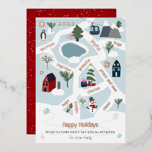 Happy Holidays Kartengeschichte mit Illustrationen Folien Feiertagskarte