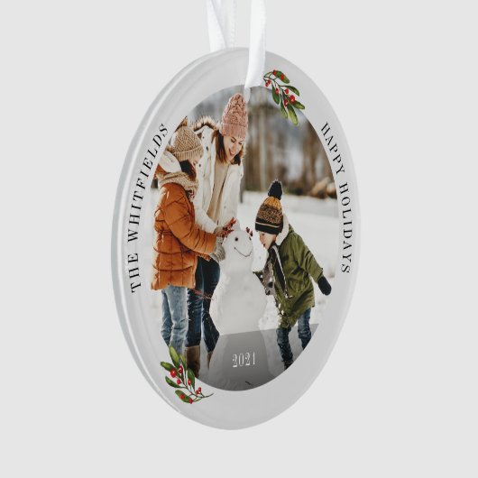 Happy Holidays Keepake Weihnachten Familie Foto Ornament (Vorderseite)