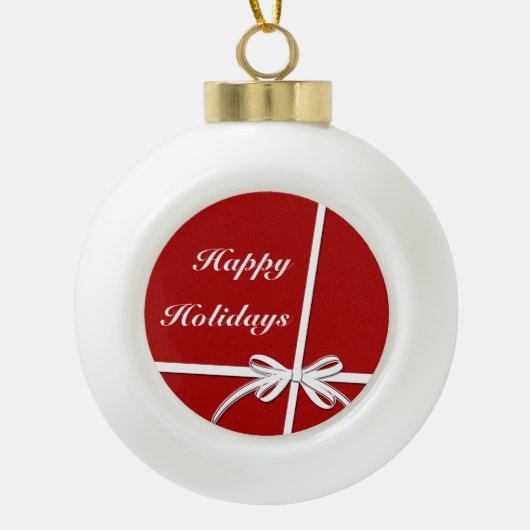 Happy Holidays Keramik Kugel-Ornament (Vorderseite)
