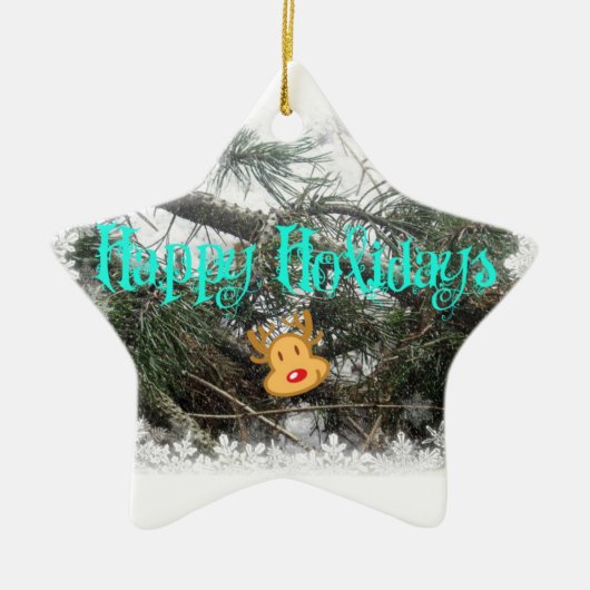 Happy Holidays Keramik Ornament (Vorne)