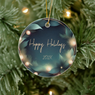 Happy Holidays Keramik Ornament
