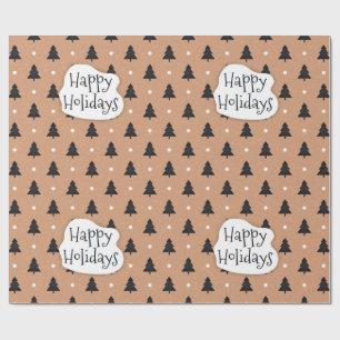 Happy Holidays Kiefernwald Muster Geschenkpapier