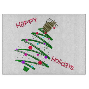 Happy Holidays Kitten and Tree Schneidebrett