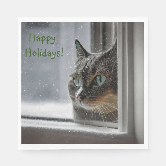 Happy Holidays Kitty Cat Serviette (Vorderseite)