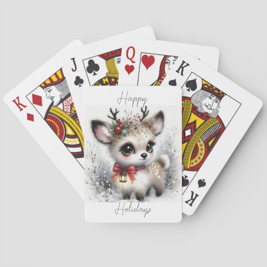 Happy Holidays Kleine Rentiere Spielkarten (Rückseite)