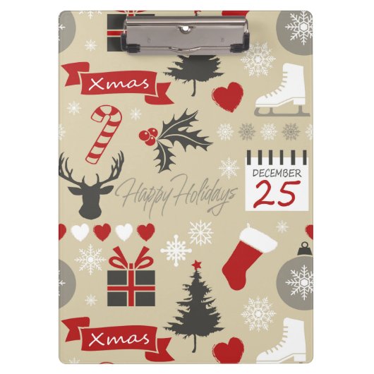 Happy Holidays Klemmbrett (Vorderseite)