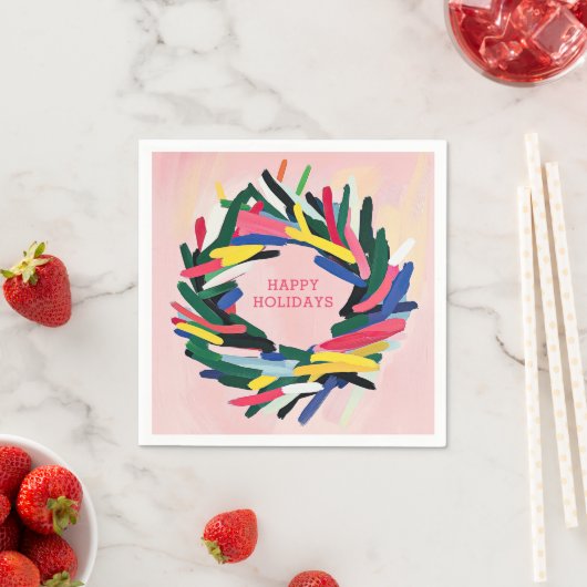 Happy Holidays kühne farbenfrohe Weihnachtsfeier Serviette (Beispiel)