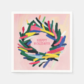 Happy Holidays kühne farbenfrohe Weihnachtsfeier Serviette (Vorderseite)