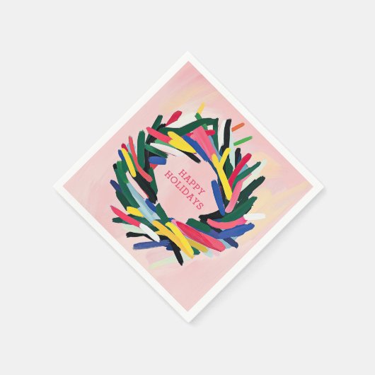 Happy Holidays kühne farbenfrohe Weihnachtsfeier Serviette (Ecke)