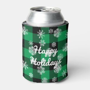 Happy Holidays l Snowflakes Green Buffalo Kariert Dosenkühler