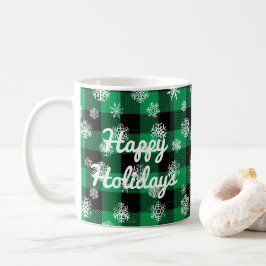 Happy Holidays l Snowflakes Green Buffalo Kariert Kaffeetasse