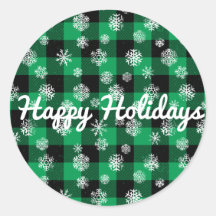 Happy Holidays l Snowflakes Green Buffalo Kariert
