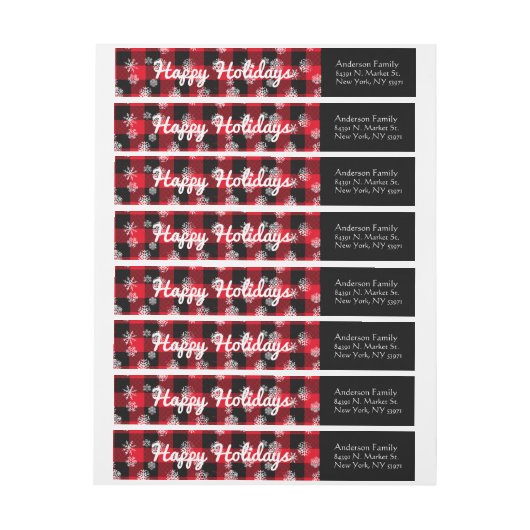 Happy Holidays l Snowflakes Rotes Buffalo Kariert (Bogen)