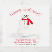 Happy Holidays Lächeln Snowman Weihnachten Alkoholflaschenetikett (Einzelnes Label)