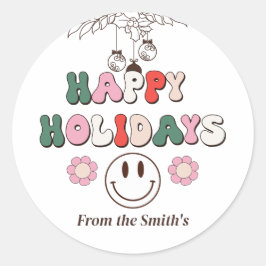 Happy Holidays | Lächelumschläge Runder Aufkleber