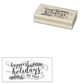 Happy Holidays Leaf Weihnachtskautschuk Briefmarke Gummistempel (Stempel)