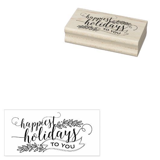 Happy Holidays Leaf Weihnachtskautschuk Briefmarke Gummistempel (Stempel)