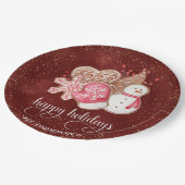 Happy Holidays, Lebkuchen Cookies, Rot und Gold Pappteller (Schrägansicht)