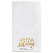 Happy Holidays Lettering Foil Gold Weihnachten Kleine Geschenktüte (Rückseite)