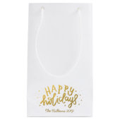 Happy Holidays Lettering Foil Gold Weihnachten Kleine Geschenktüte (Vorderseite)