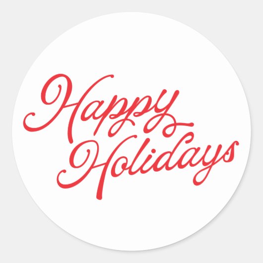 Happy Holidays Lettering Rot und Weiß Runder Aufkleber (Vorderseite)
