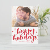 Happy Holidays Lettering Tag Foto Weihnachten (Stehend Vorderseite)