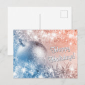 Happy Holidays Light Blue und Coral Weihnachten Postkarte (Vorne/Hinten)