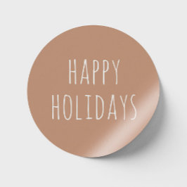 Happy Holidays | Light Terracotta Niedliche Weihna Runder Aufkleber