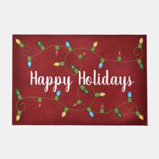 Happy Holidays Lights On Red Doormat Fußmatte (Vorderseite)