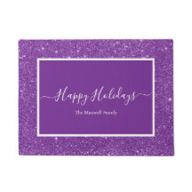 Happy Holidays lila Glitzer Familienname