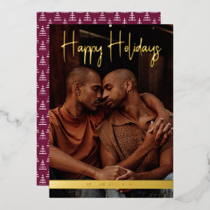 Happy Holidays Lila Moderne Kalligraphie Weihnacht Folien Feiertagskarte