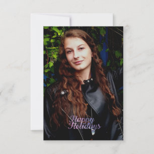 Happy Holidays Lila Space Galaxy Typografie Karte