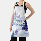 Happy Holidays Lila Winter Snowy Trees Schürze (InSitu)