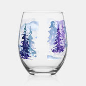 Happy Holidays Lila Winter Snowy Trees Weinglas Ohne Stiel (Links)