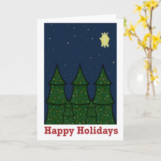 Happy Holidays Lit Fir Tree Karte (Gelbe Blume)