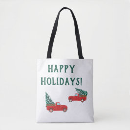 Happy Holidays Little Red Truck Weihnachtsbaum Tasche
