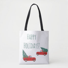 Happy Holidays Little Red Truck Weihnachtsbaum Tasche